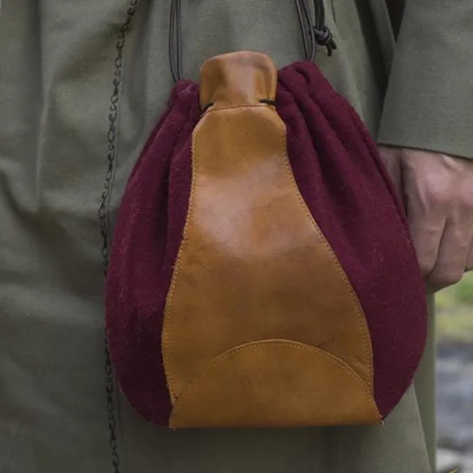 Epic Armoury Wool-leather Pouch, Red-brown - Image 3