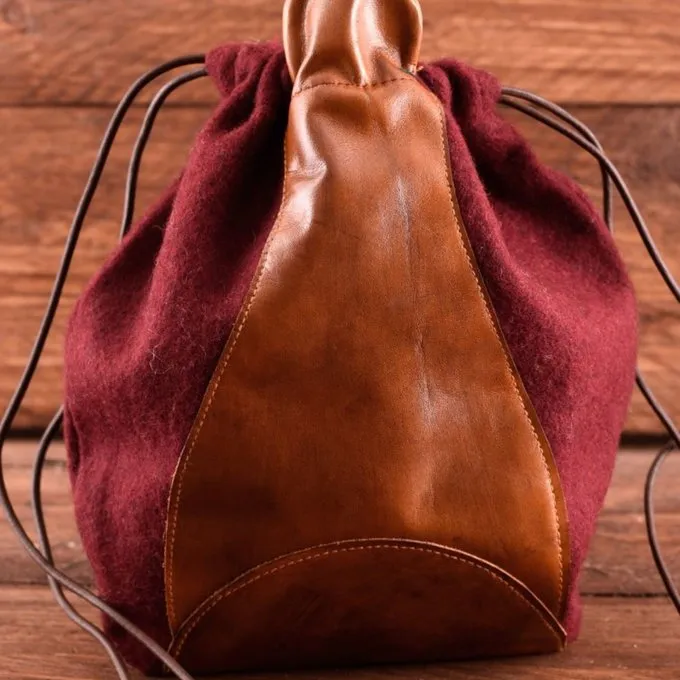 Epic Armoury Wool-leather Pouch, Red-brown